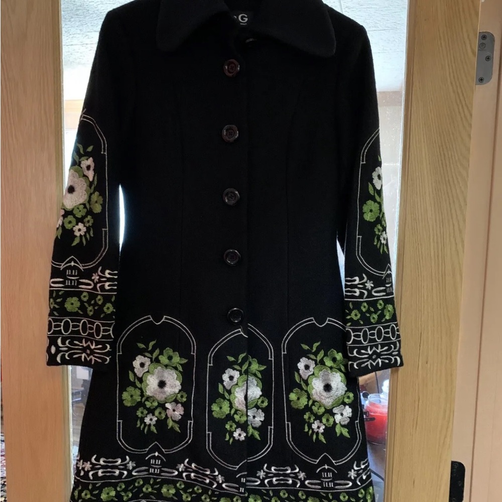 D & G (Dolce And Gabbana Black Embroidered Coat)  (Tiny Size…See Measurements)
